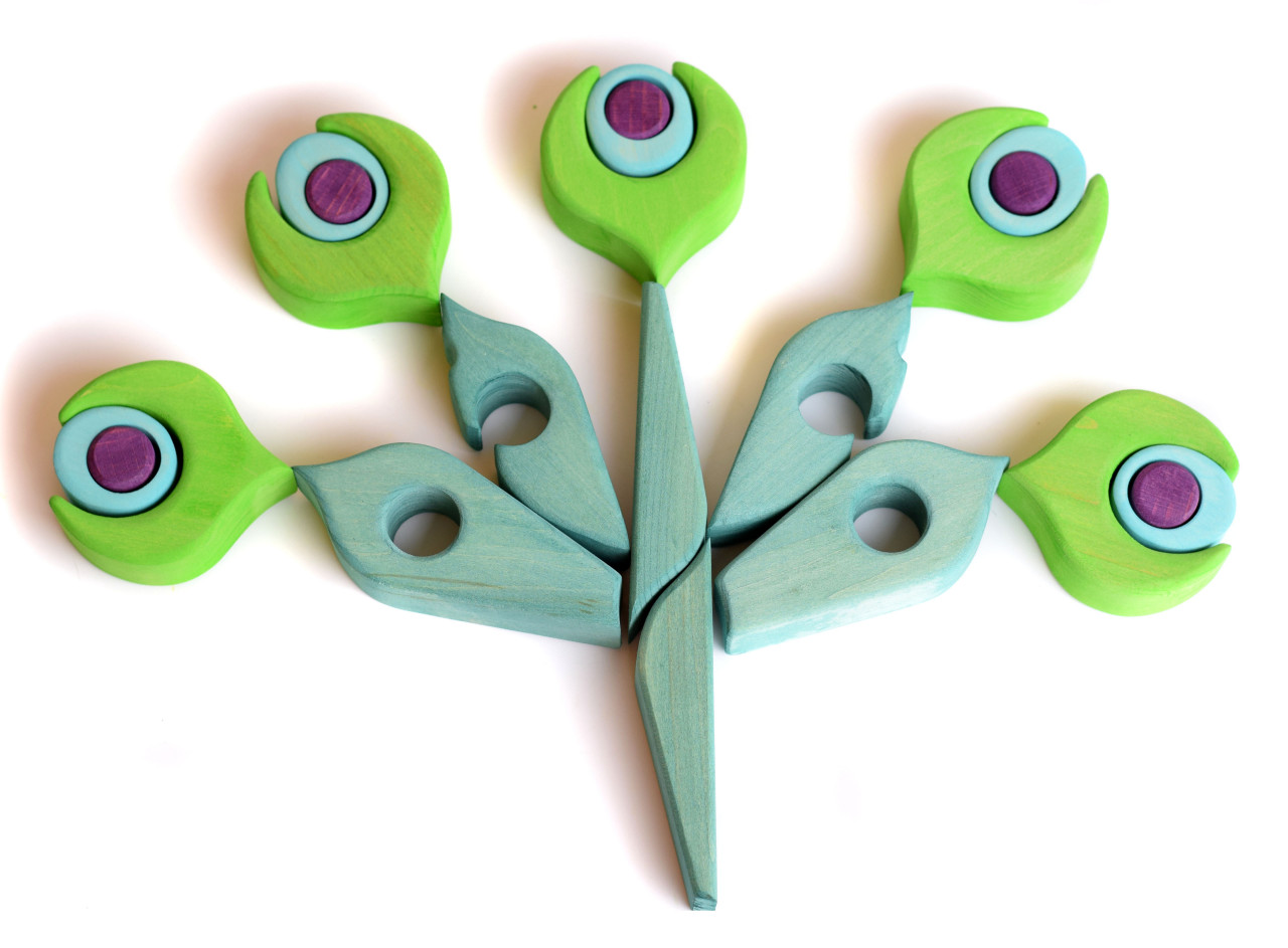 Vibrant Wooden Peacock Puzzle | BumbuToys' Feathered Wonders