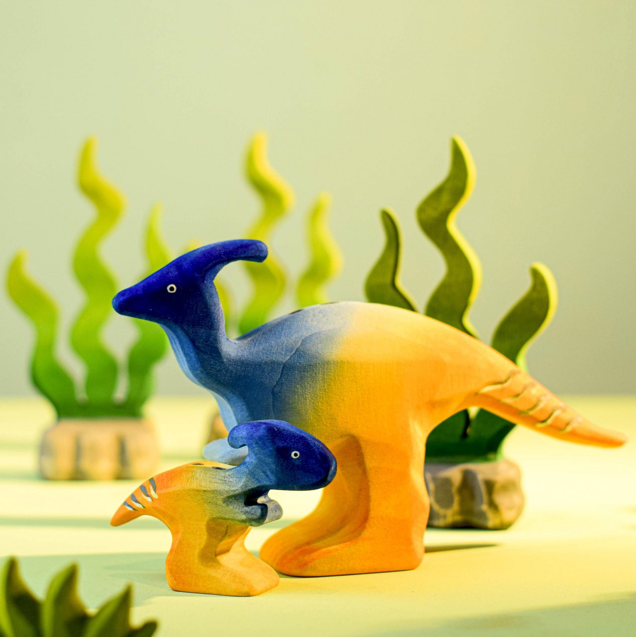Wooden Parasaurolophus Set | Handcrafted Waldorf Montessori Toy | Bumbu ...