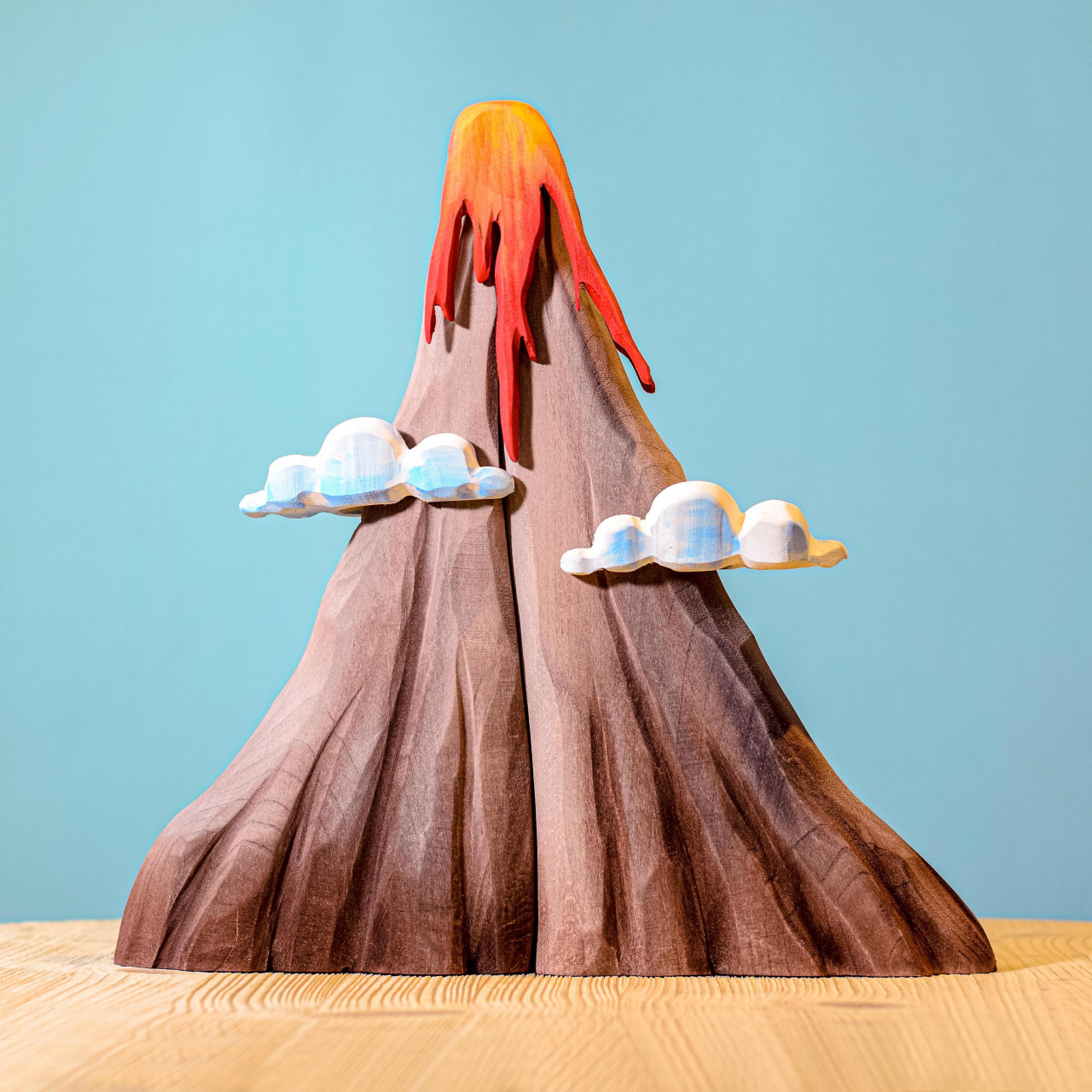 Volcanic  リバイズド 1枚 Handcrafted Volcano, Lava & Clouds Set | Educational Wooden Toys