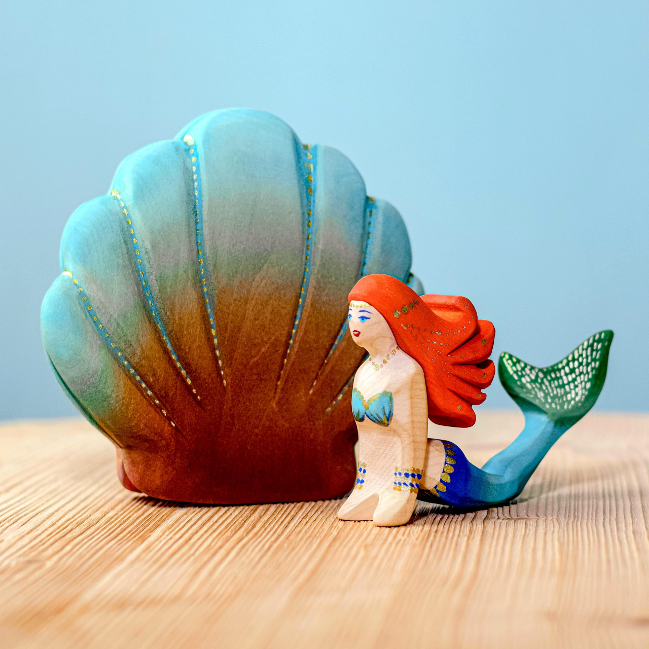 Mermaid blue big shell完売しました Big Shell with Pearl Wooden Toy | Eco-Friendly, Artisanal Sea