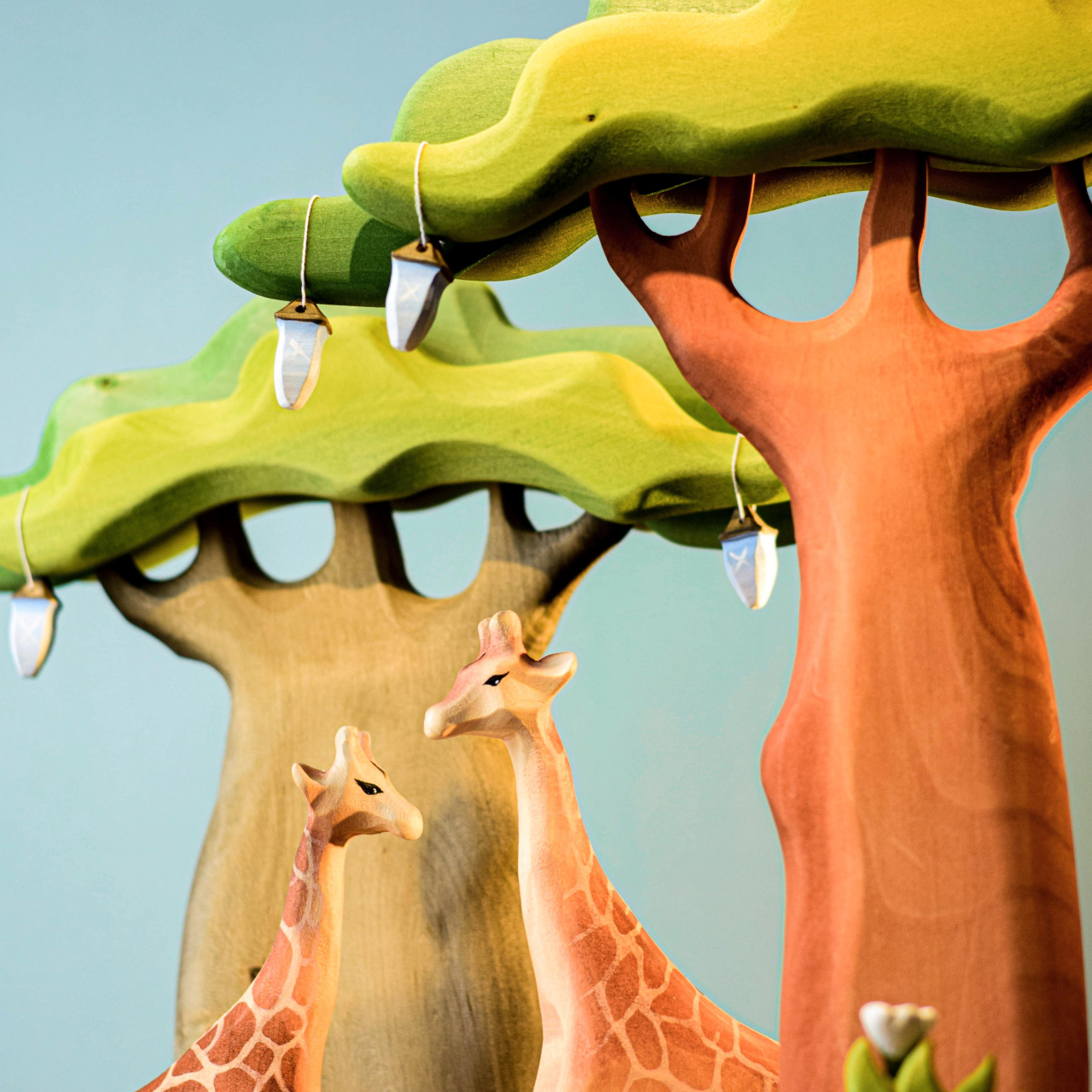 Handmade Wooden Giraffe Family Set | Safe Montessori & Waldorf