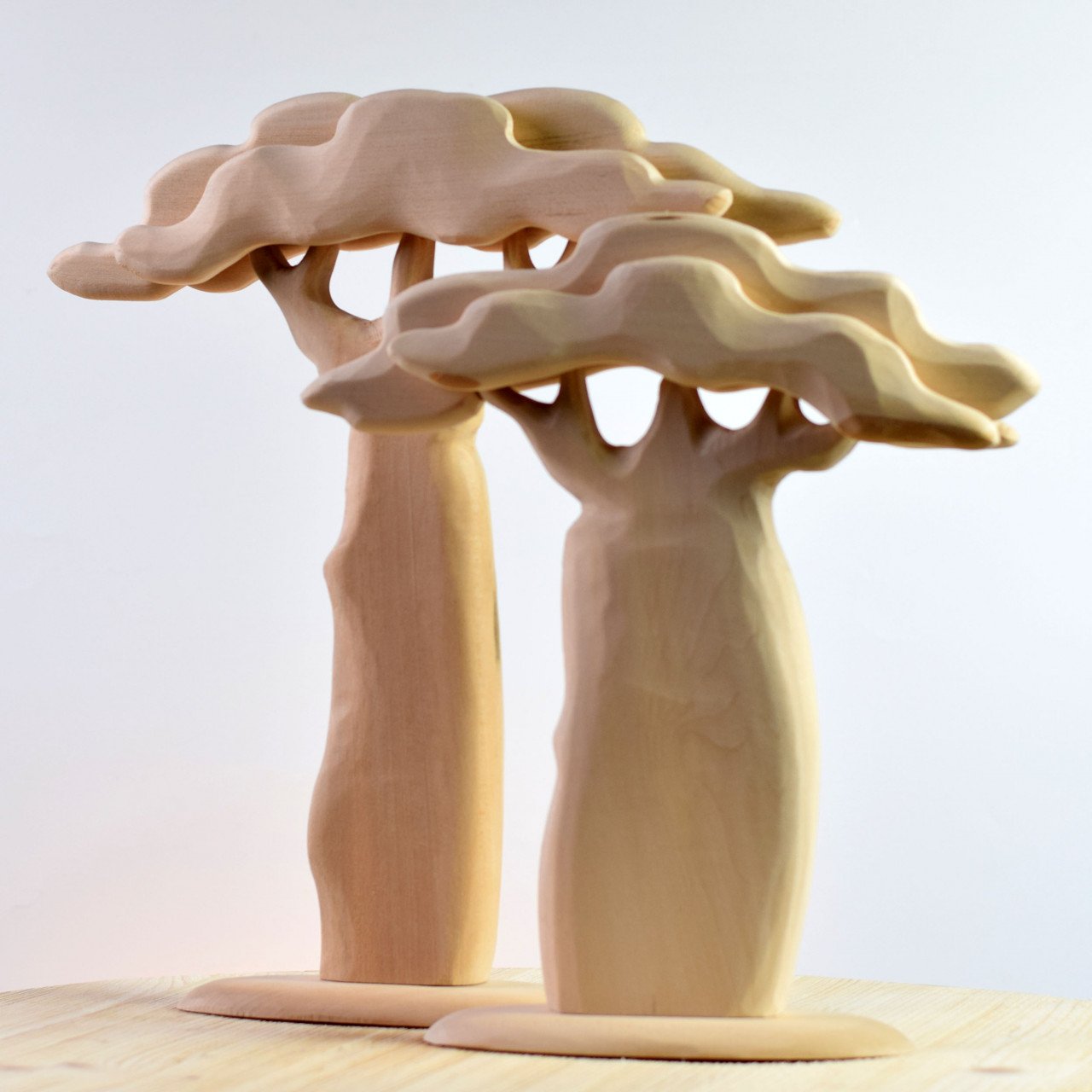 Unpainted Baobab Trees Wooden SET BumbuToys Authentic Nature Series