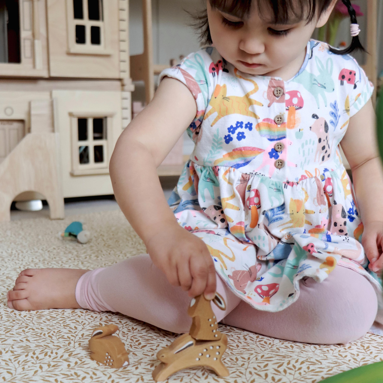 Curious Rabbit Wooden Toy | BumbuToys' Playful Wildlife Series