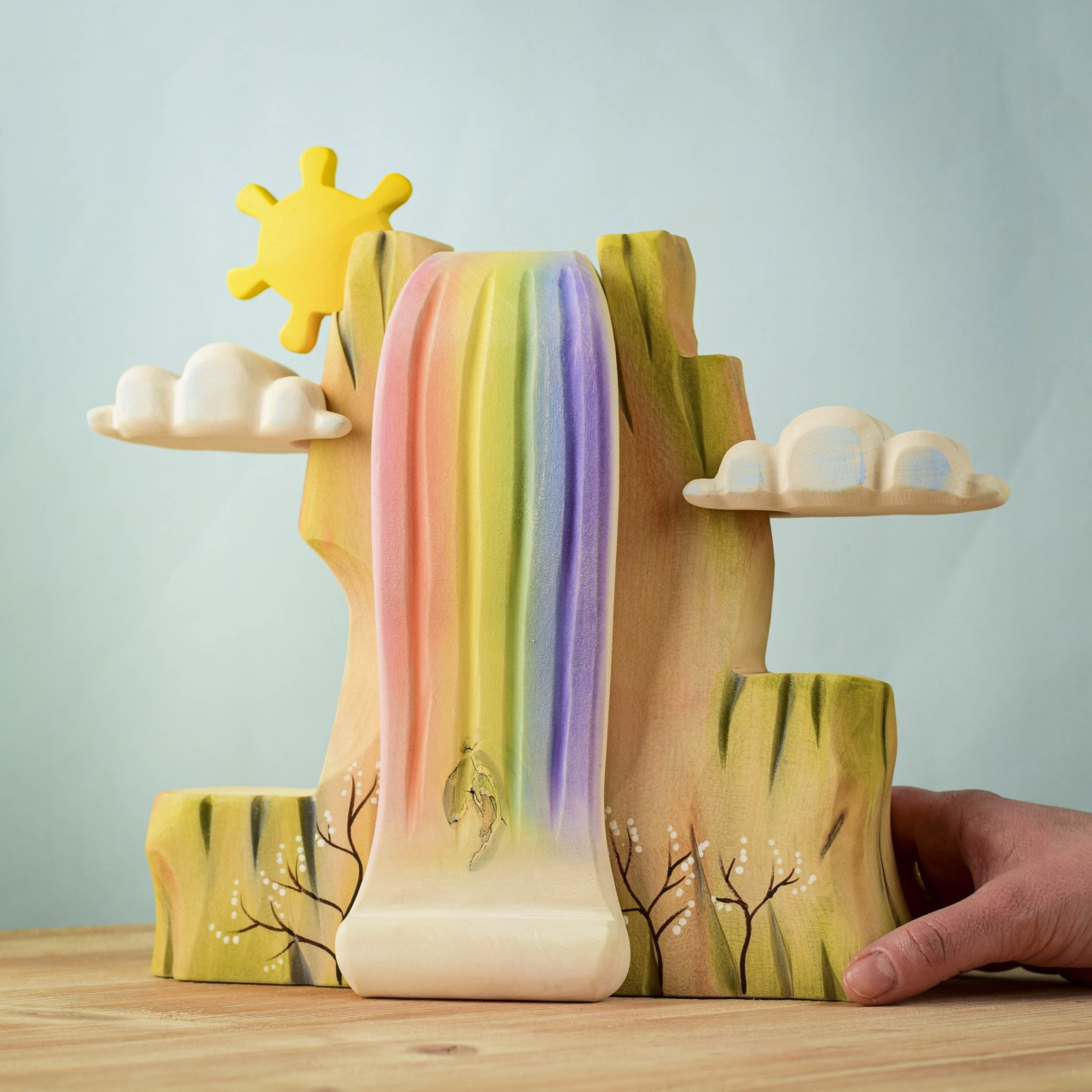 Rainbow Cliff Set - Handcrafted Wooden Fantasy Playset | Bumbu Toys