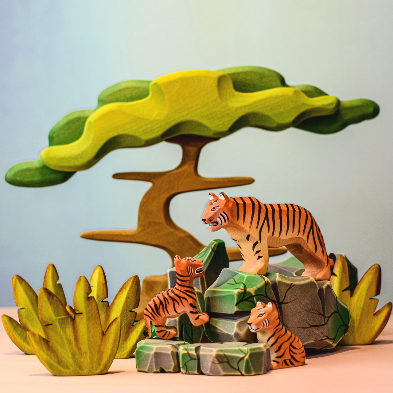 BumbuToys Tiger Cub Standing - Eco-Friendly & Artisanal Wooden Toy