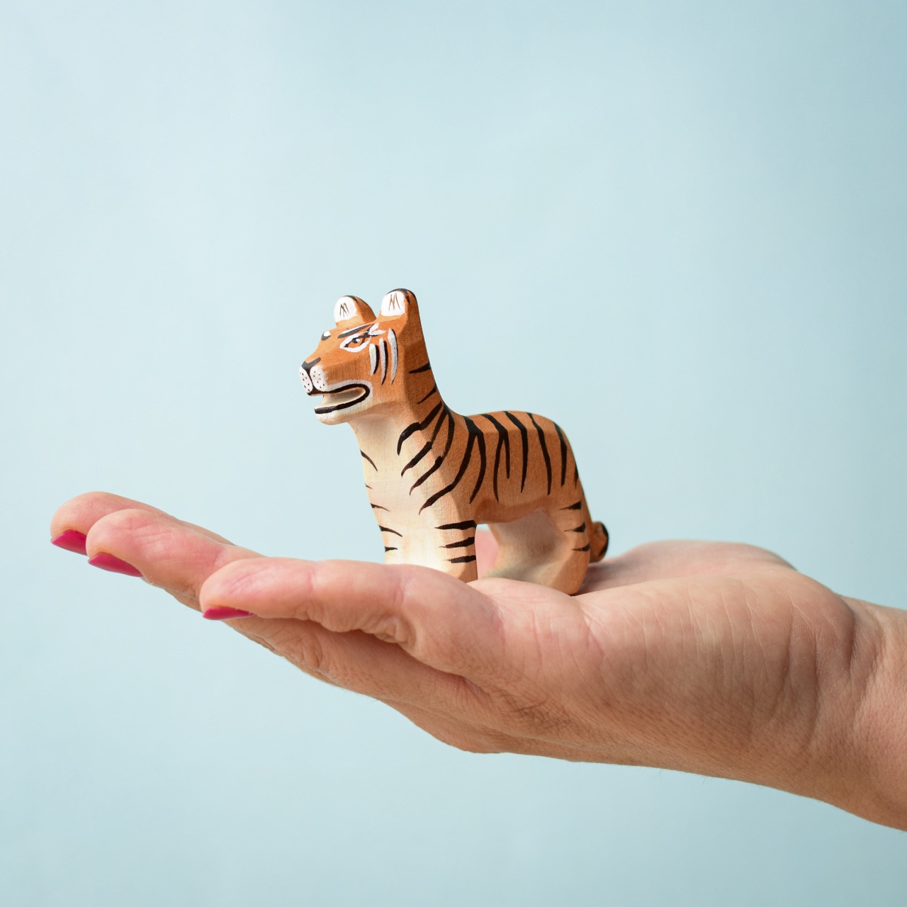 BumbuToys Tiger Cub Standing - Eco-Friendly & Artisanal Wooden Toy