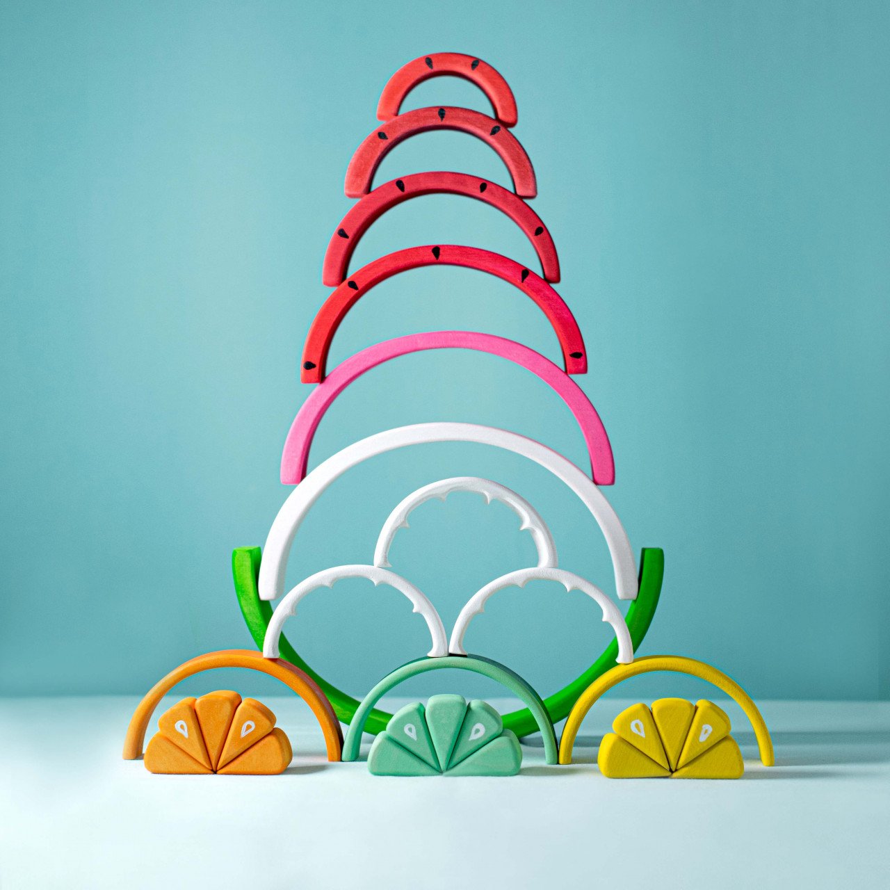 Wooden Watermelon Stacking Toy | BumbuToys' Summertime Fun Series