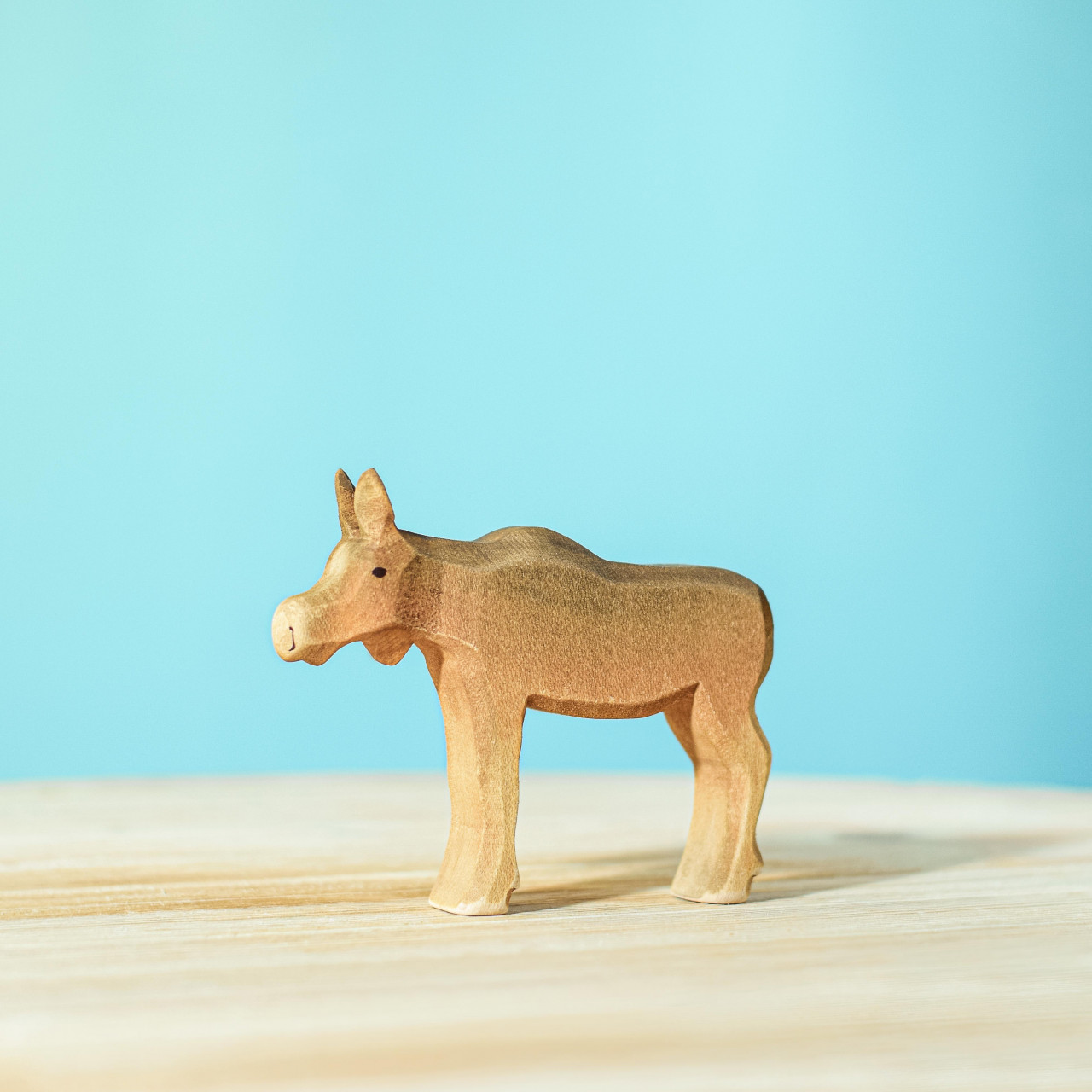 Moose Calf Wooden Figure, Eco-Friendly Wildlife Toy