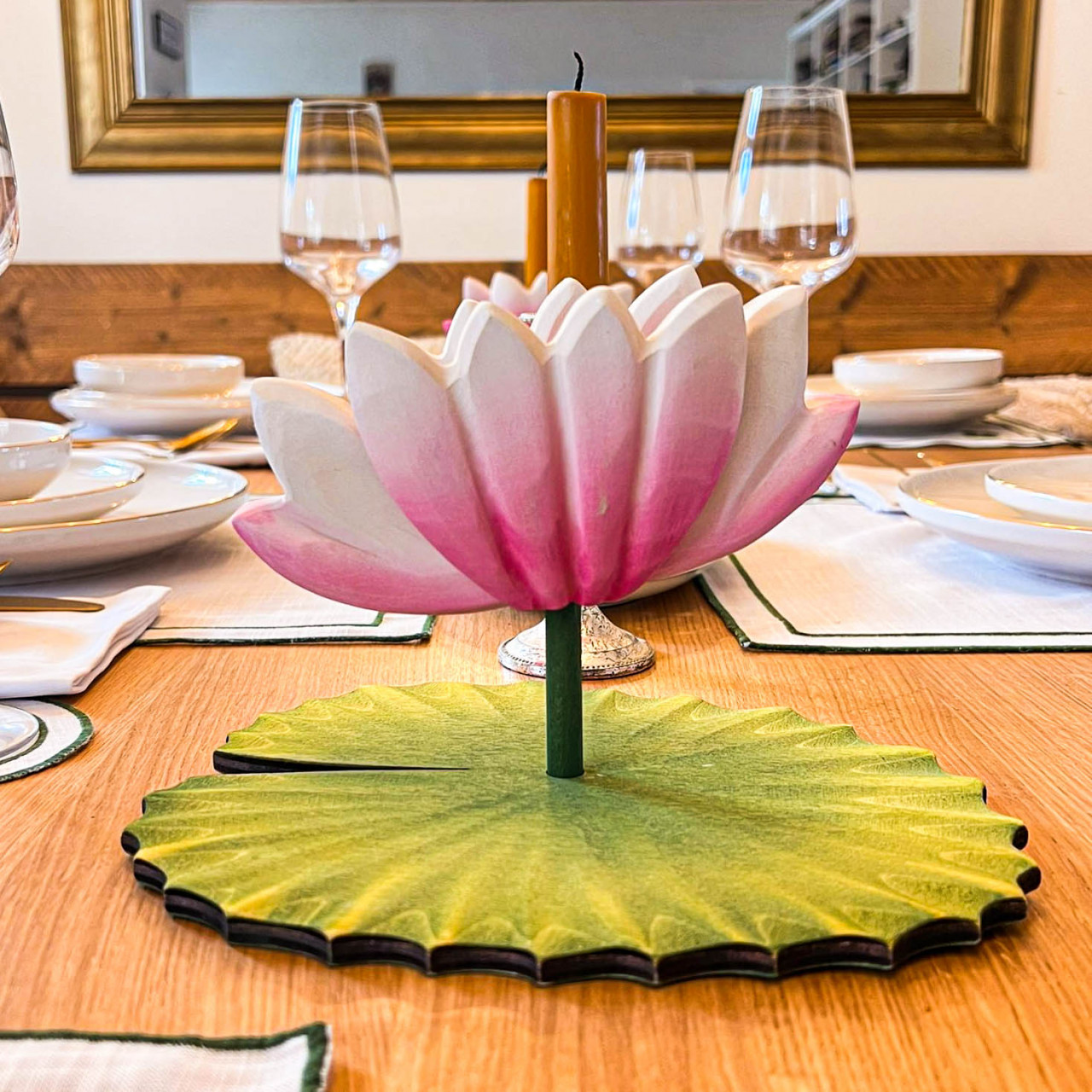 Wooden Lotus Flower Sculpture | Serene Decor | BumbuToys