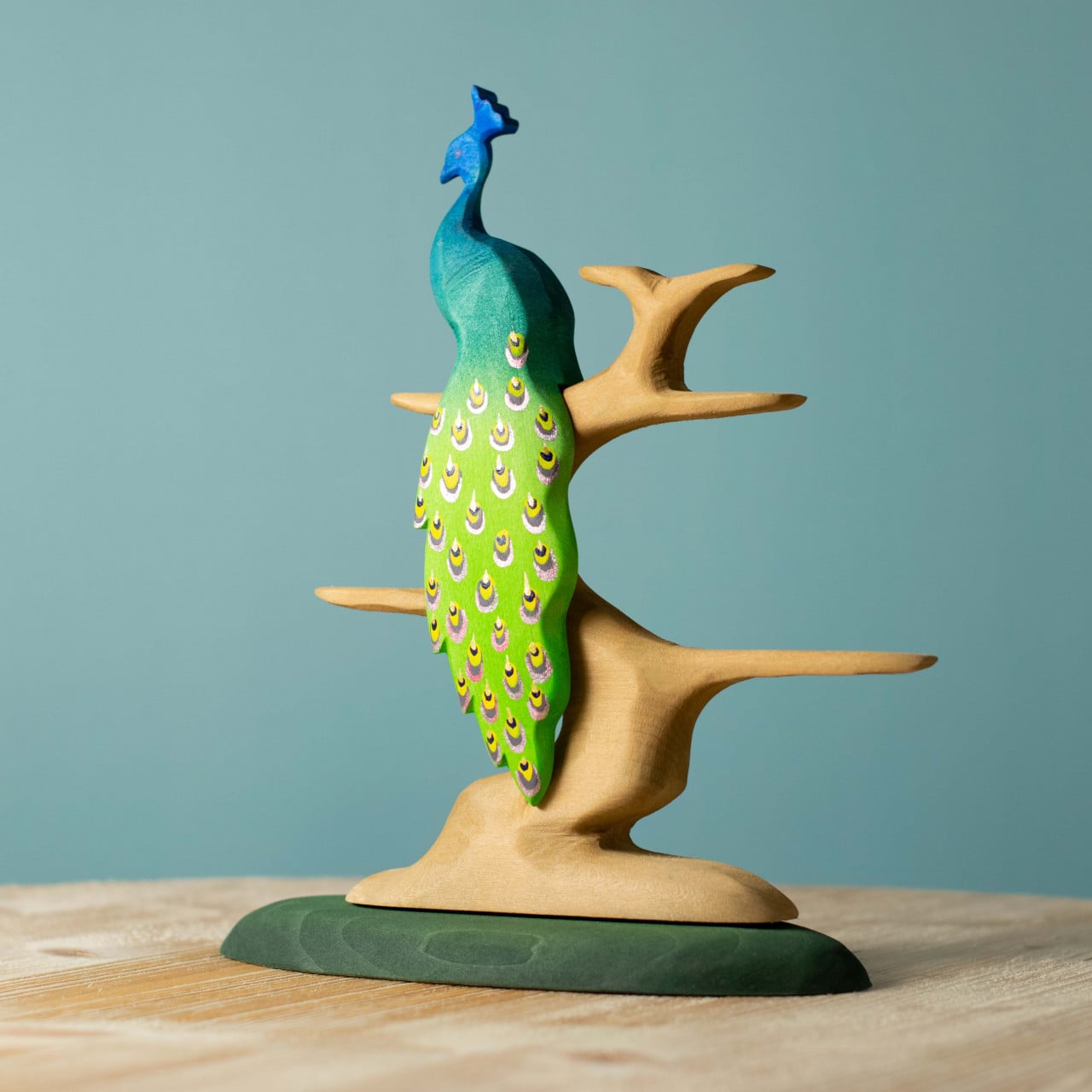 Wooden Peacock Figure - Handcrafted Artistry | Bumbutoys