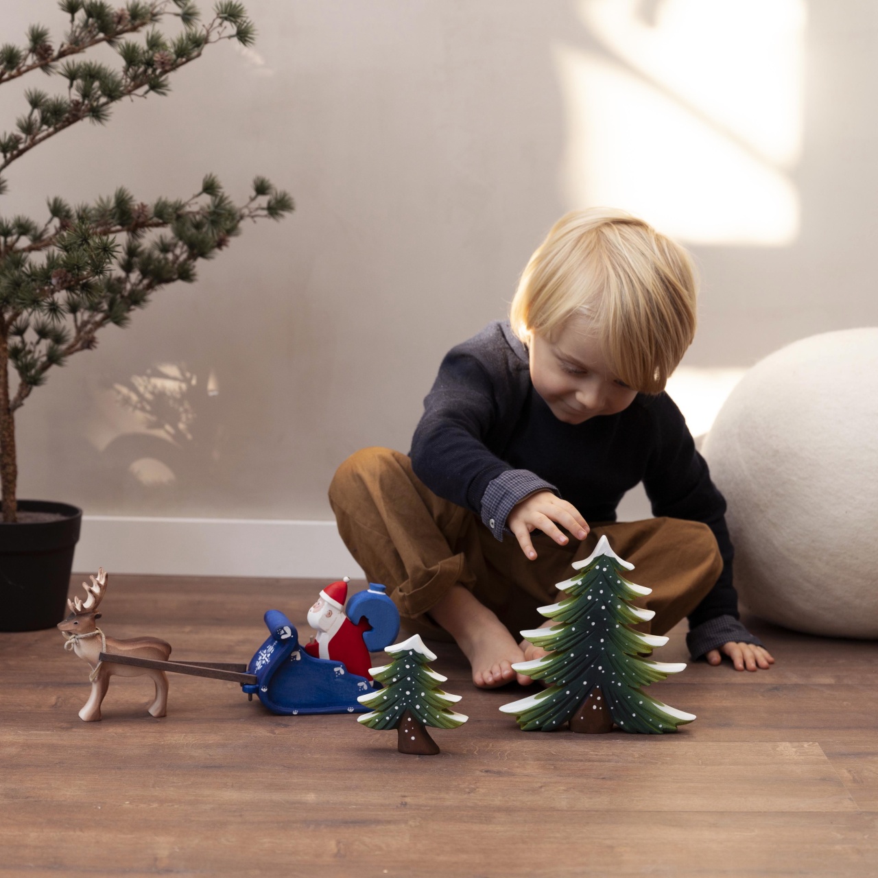 Snowy Fir Tree Large - Montessori, Eco-Friendly Wooden Toy | Bumbu