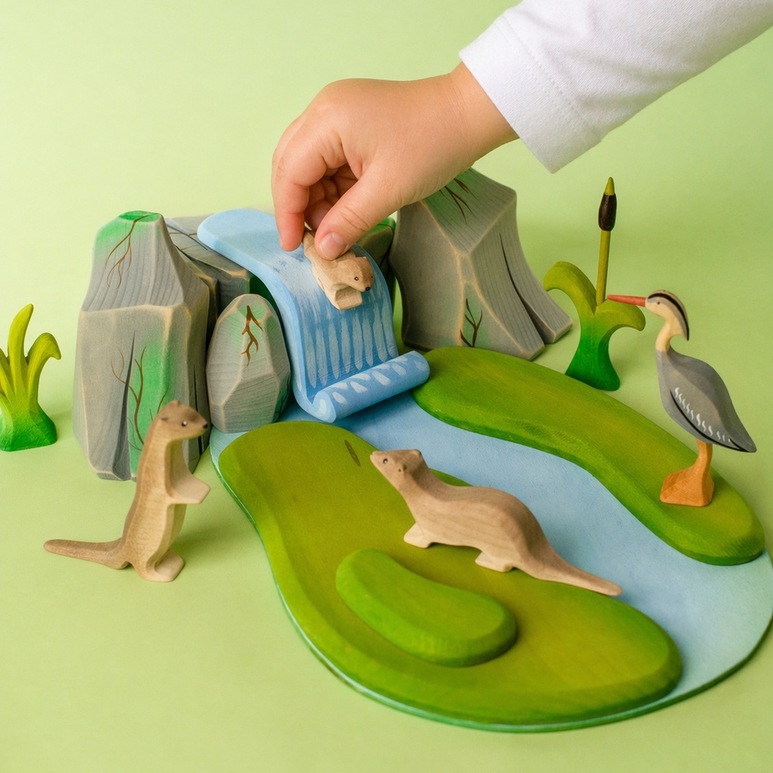 Otter Curious Wooden Figure - Handcrafted Natural Wonder | Bumbutoys
