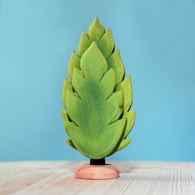 "Large Thuja" wooden figure by Bumbu Toys, painted in natural green tones.