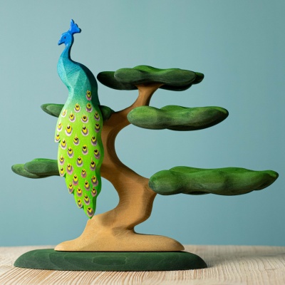 Artisan Painted Wooden Peacock Toy