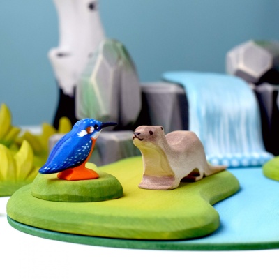 Educational Wooden Rocks with Moss Accents