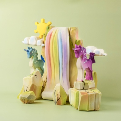 Rainbow Rocks integrated into a fantasy play scene with unicorns.
