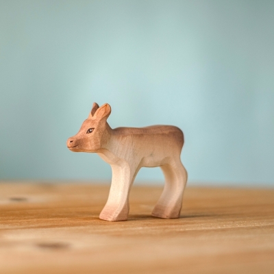 Handmade wooden Reindeer Calf figure