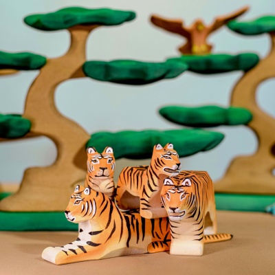 Eco-conscious wooden tiger cub, a mindful toy choice