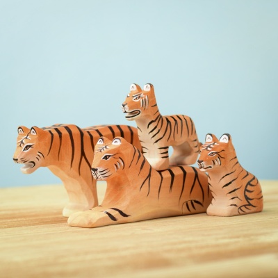 Safe, non-toxic wooden tiger in lying position