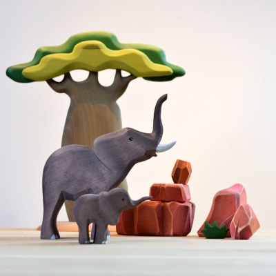BumbuToys' Elephants and Savanna Rocks, a set that encourages conservation awareness