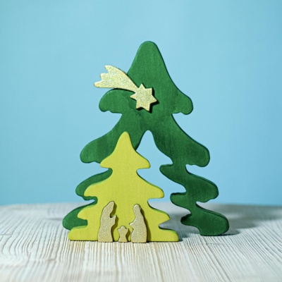 The puzzle used as a festive centerpiece for a holiday table setting.