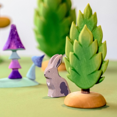 A lovingly crafted Grey Sitting Rabbit by BumbuToys, perfect for storytelling and nature exploration.