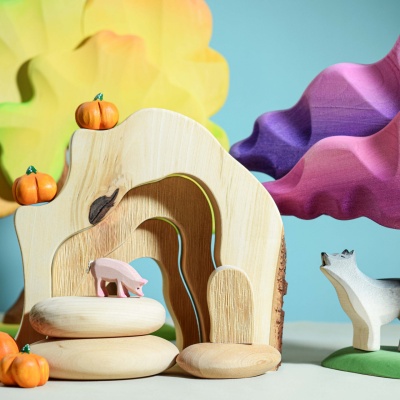 Howling Wolf with natural wood grain visible, highlighting craftsmanship.