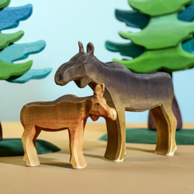 Moose Calf Wooden Figure Eco Friendly Wildlife Toy BumbuToys