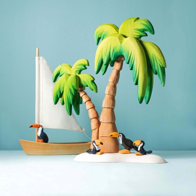 Beige Wooden Sailing Boat for Nursery Decor