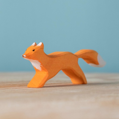 Eco-Friendly Wooden Fox Cub Sitting