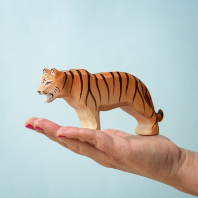 Eco-friendly handcrafted standing tiger, BumbuToys artisan collection