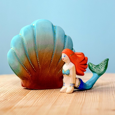 Naturalistic wooden Shell in the Shell and Mermaid set, ideal for creative play