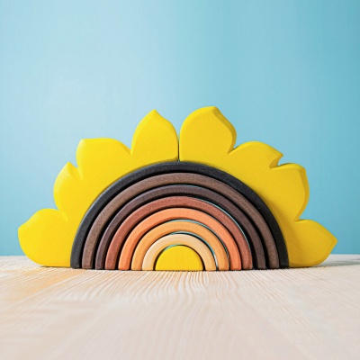 Wooden sunflower toy by BumbuToys, a sunny addition to any child's learning environment.