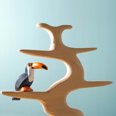 Handmade Wooden Toucan Sitting on Tree