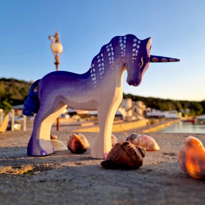 Radiant Purple Unicorn Wooden Figure - Inspiring Fantasy Play