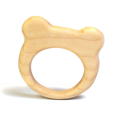 BumbuToys' BABY Bear Cub Wooden Teether – a soothing friend for your teething tot.