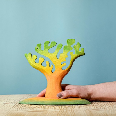 Vibrant Wooden Dino Trees by BumbuToys - Mesozoic Flora Replicas