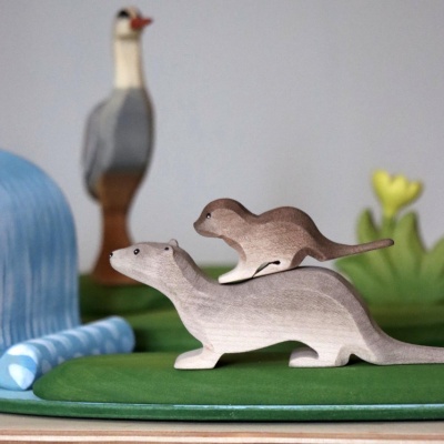 Hand-Painted Otter in Wooden Form