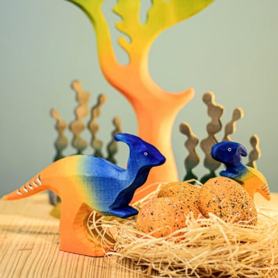 Parasaurolophus Eggs SET - Handcrafted Wooden Toys | Bumbu Toys