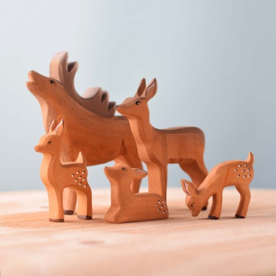 Majestic "Deer Herd Set" of wooden figures by Bumbu Toys.