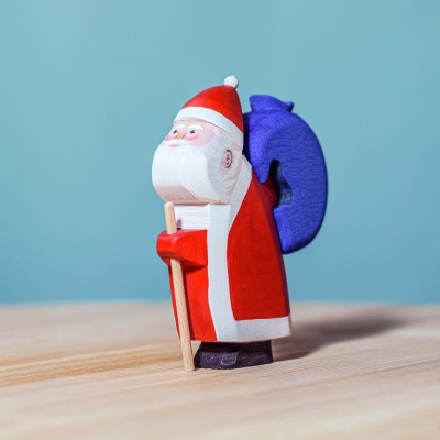 Sustainable wooden Santa and reindeer by BumbuToys, painted with care