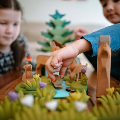 Nature Themed Playset with Mossy Rocks