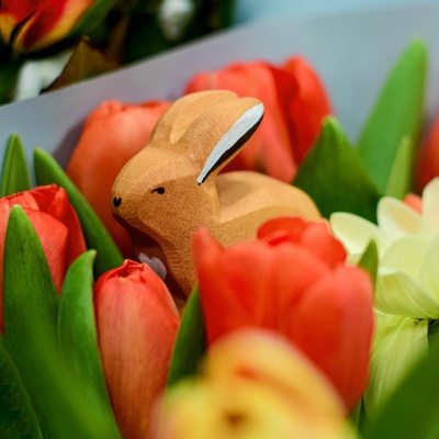 A Sitting Rabbit figure by BumbuToys, crafted to spark curiosity about woodland creatures.