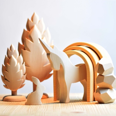 Sustainable wooden thuja tree, unpainted for a natural look.