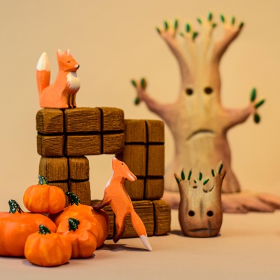 Artisan-crafted Straw Bales from BumbuToys, a staple for any agricultural play scene