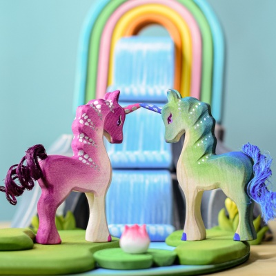 Eco-Conscious Wooden Baby Unicorn in Gentle Green