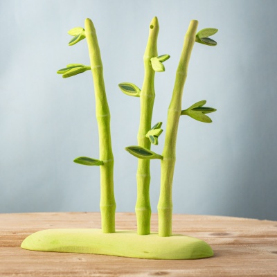 Handmade wooden bamboo tree set with base and branches