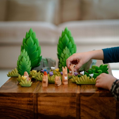 The wooden Sitting Rabbit by BumbuToys, a silent companion for storytelling and creative exploration.