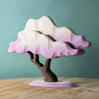 Lilac and white Japanese winter maple wooden figure for a touch of calm.