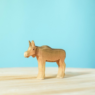 Adorable Wooden Moose Calf - The Youngest Family Member